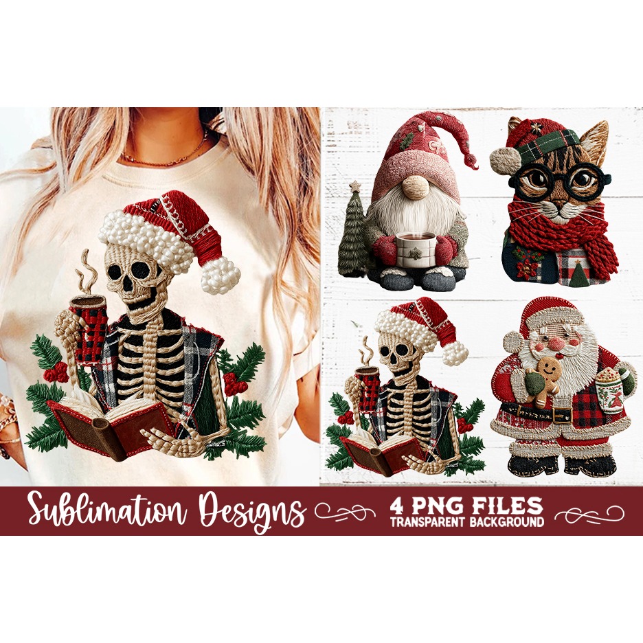 Preppy Rustic Christmas Patchwork Sublimation Designs