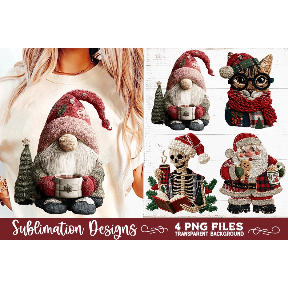 Preppy Rustic Christmas Patchwork Sublimation Designs 2