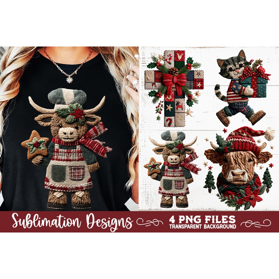 Preppy Rustic Christmas Patchwork Sublimation Designs (10)