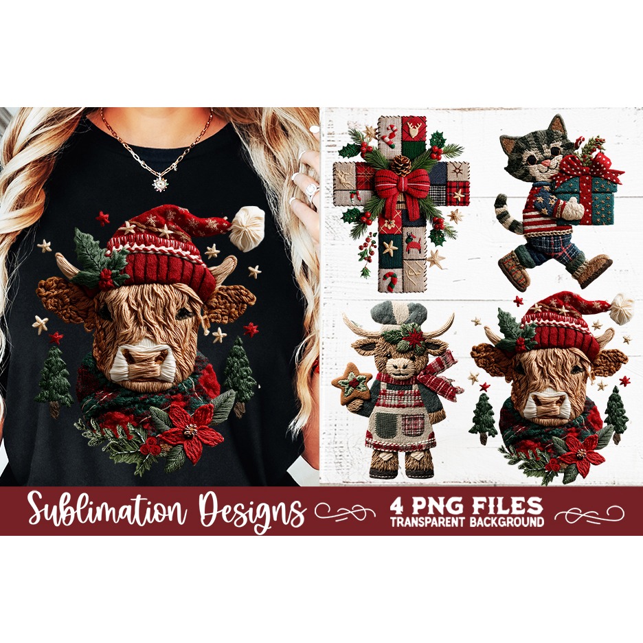 Preppy Rustic Christmas Patchwork Sublimation Designs (10) 3