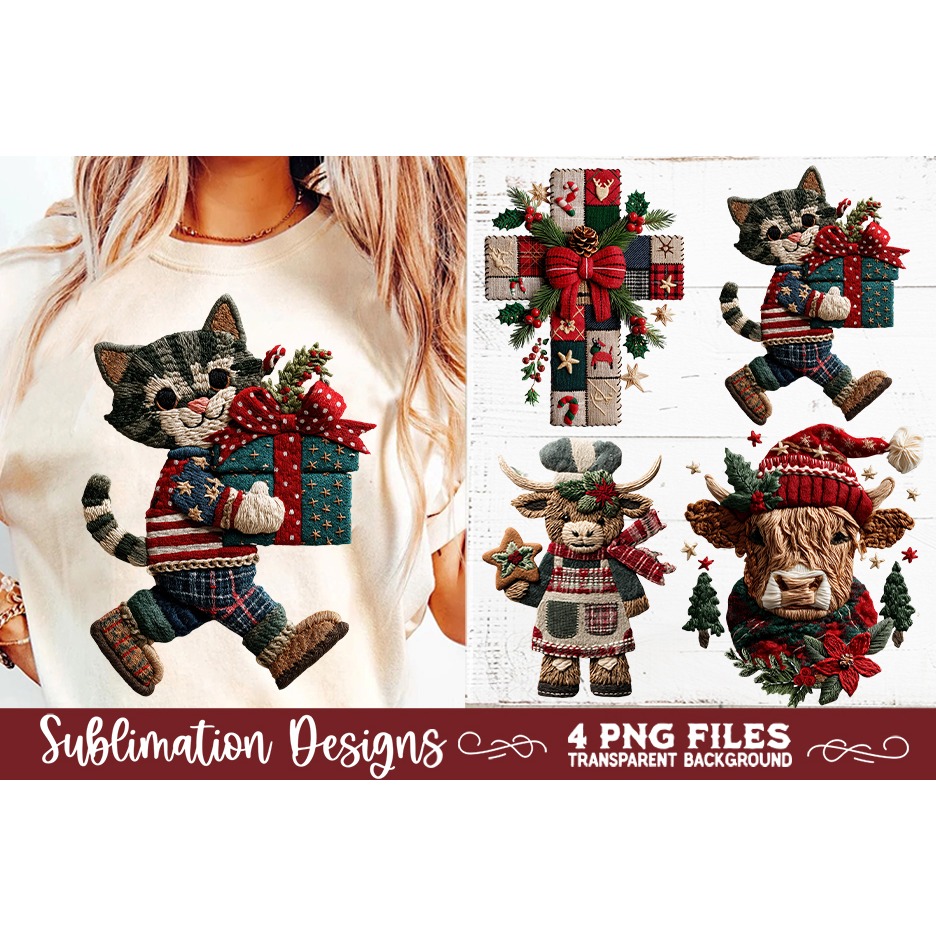 Preppy Rustic Christmas Patchwork Sublimation Designs (10) 4