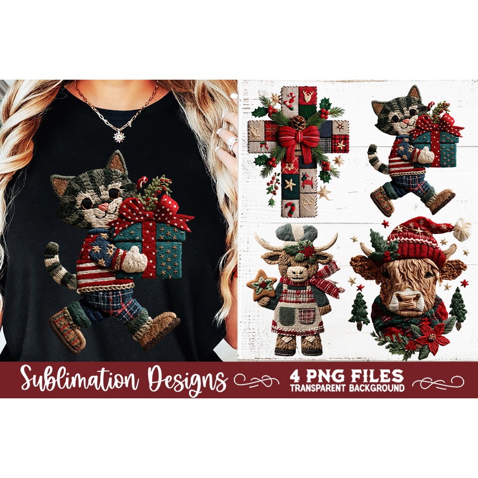 Preppy Rustic Christmas Patchwork Sublimation Designs (10) 6