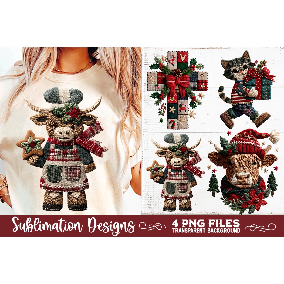 Preppy Rustic Christmas Patchwork Sublimation Designs (10) 7