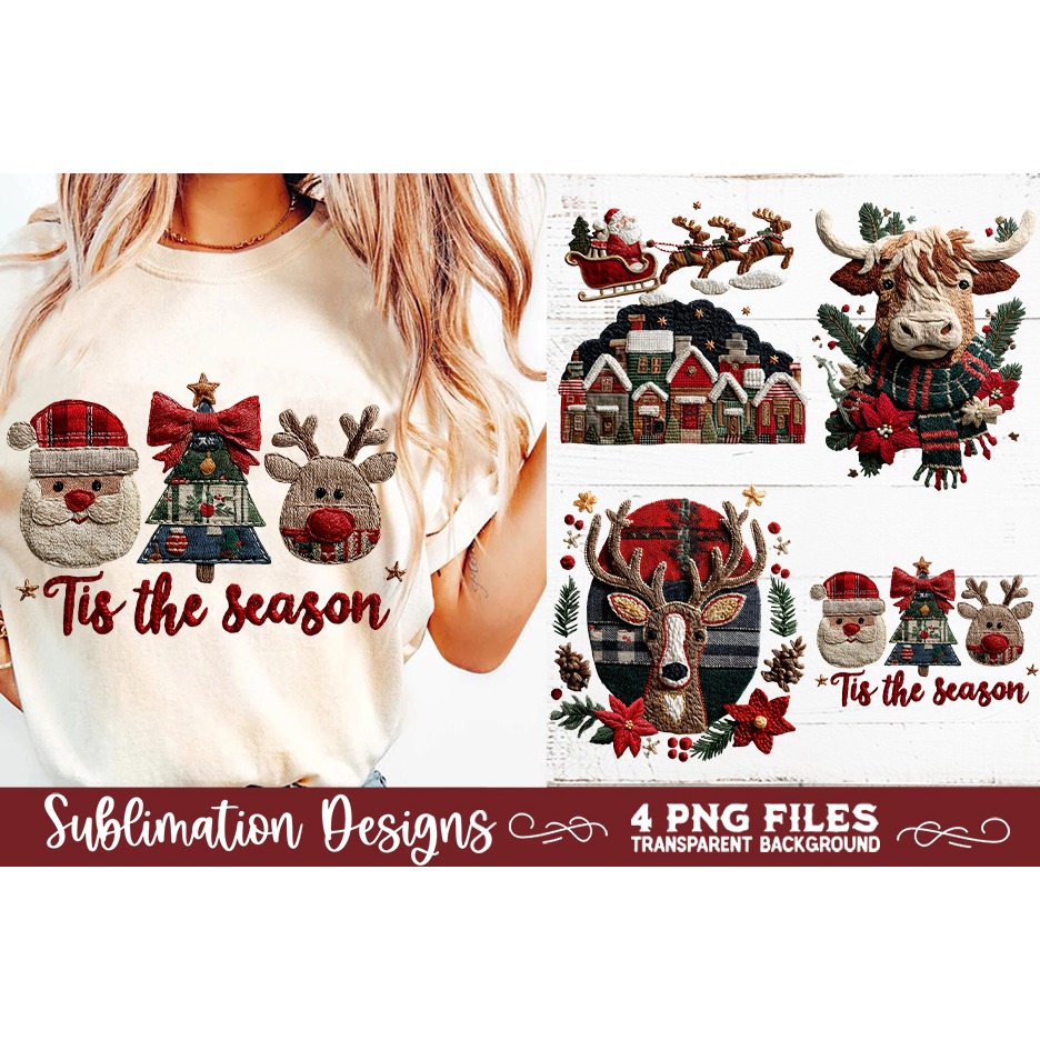 Preppy Rustic Christmas Patchwork Sublimation Designs (11)
