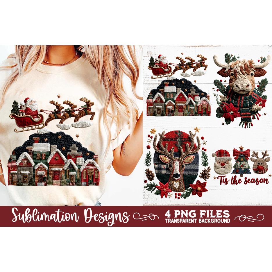 Preppy Rustic Christmas Patchwork Sublimation Designs (11) 2