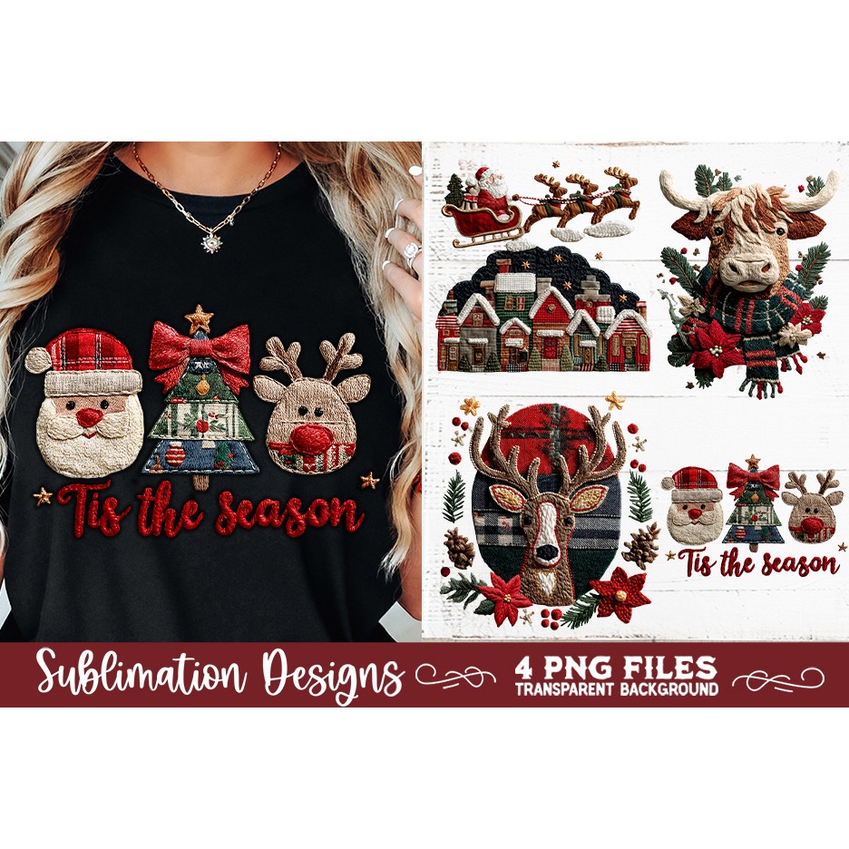 Preppy Rustic Christmas Patchwork Sublimation Designs (11) 3