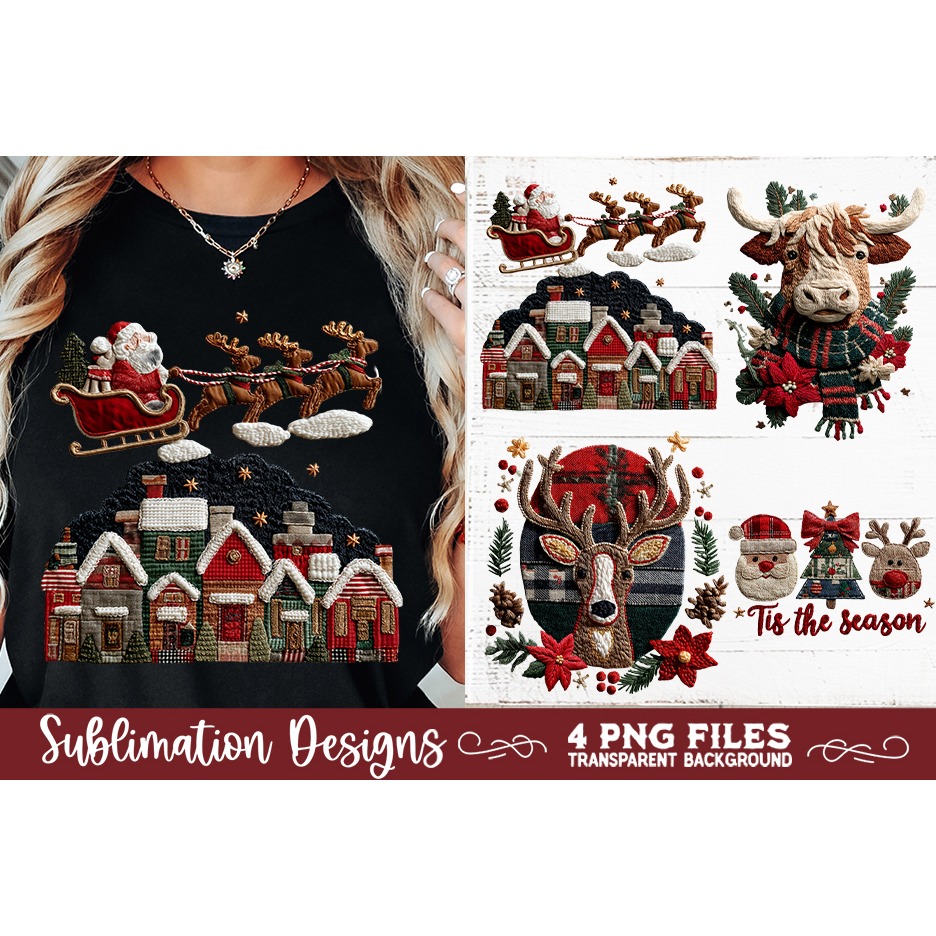 Preppy Rustic Christmas Patchwork Sublimation Designs (11) 4
