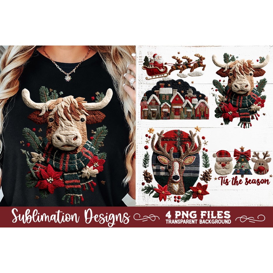 Preppy Rustic Christmas Patchwork Sublimation Designs (11) 5
