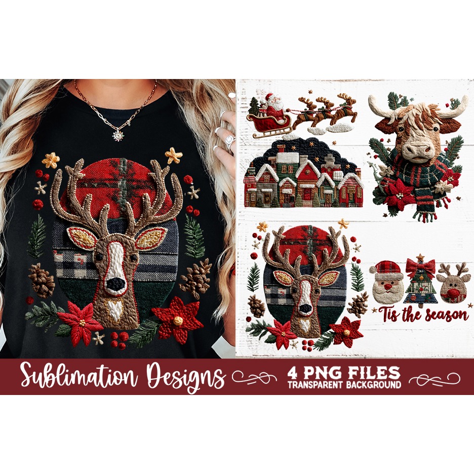 Preppy Rustic Christmas Patchwork Sublimation Designs (11) 6