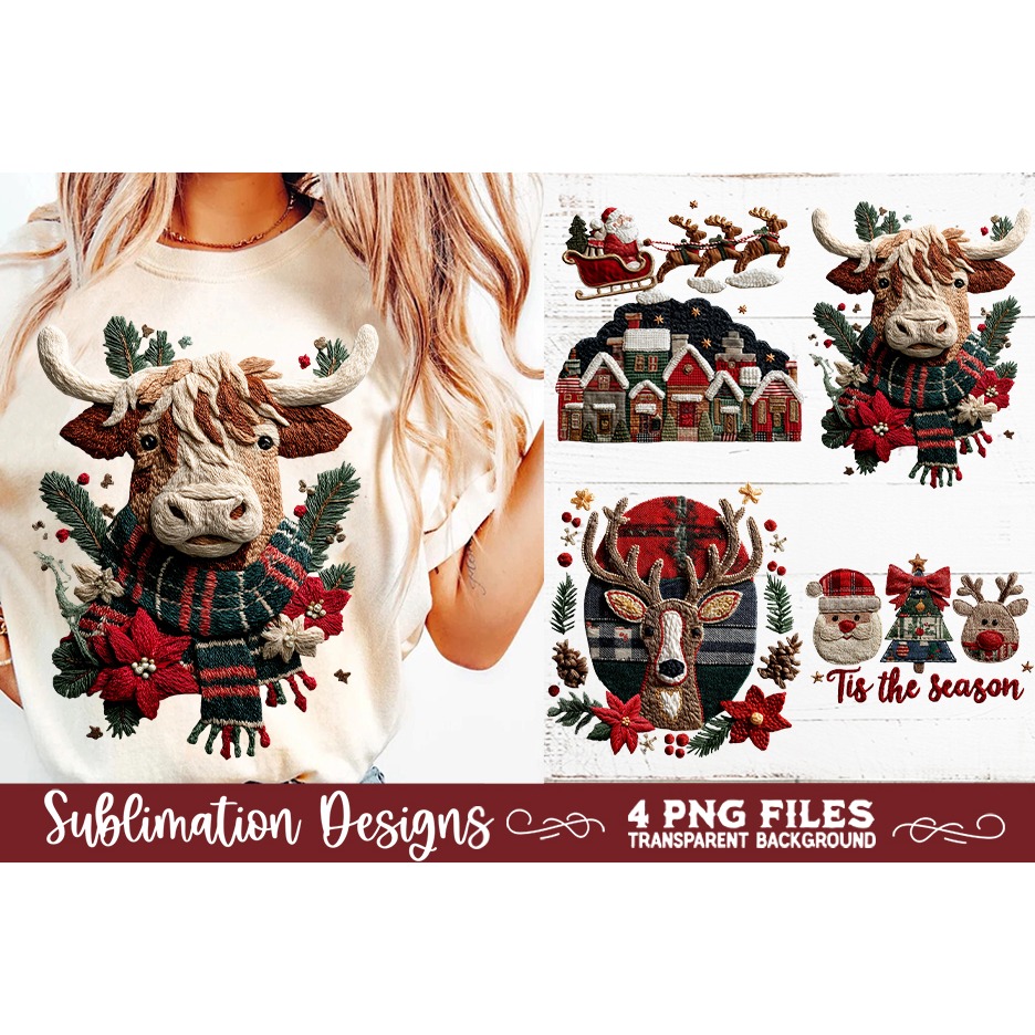 Preppy Rustic Christmas Patchwork Sublimation Designs (11) 7