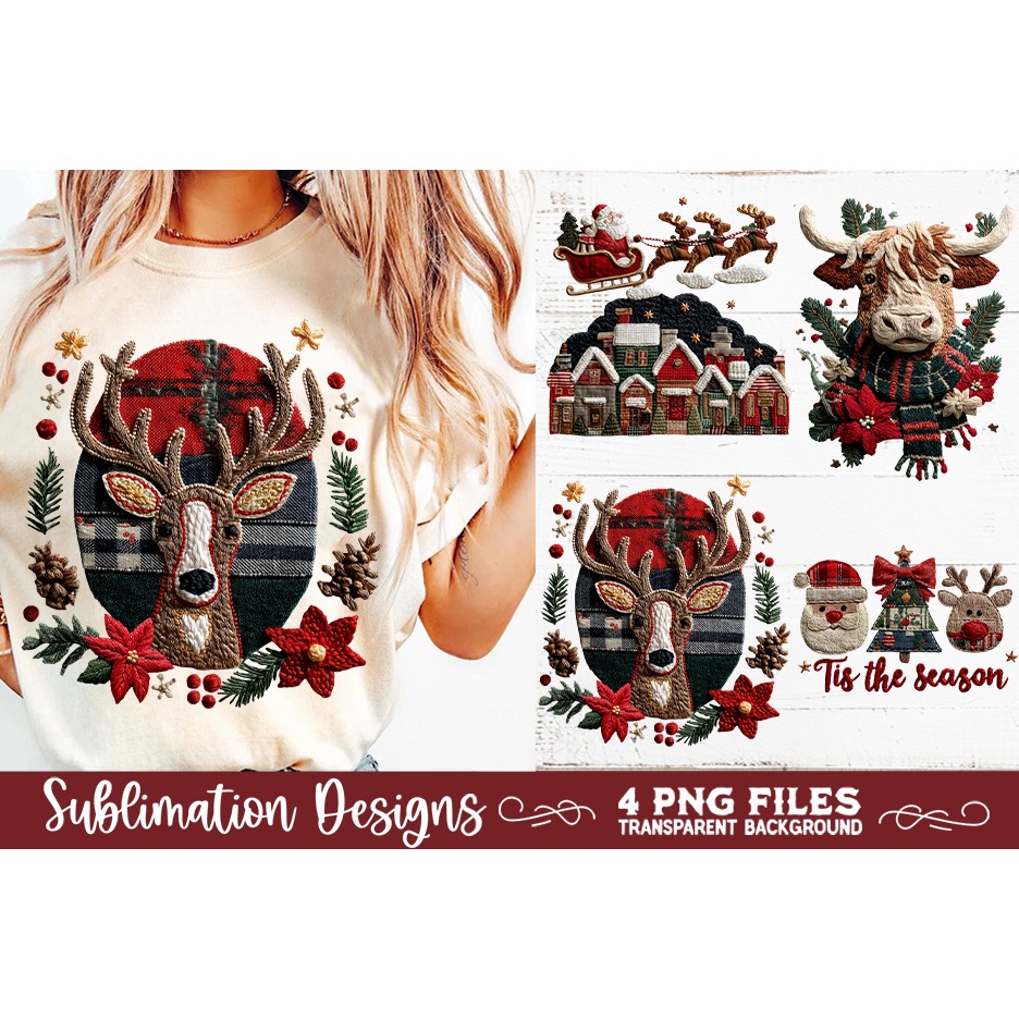 Preppy Rustic Christmas Patchwork Sublimation Designs (11) 8