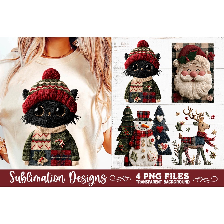 Preppy Rustic Christmas Patchwork Sublimation Designs (12)