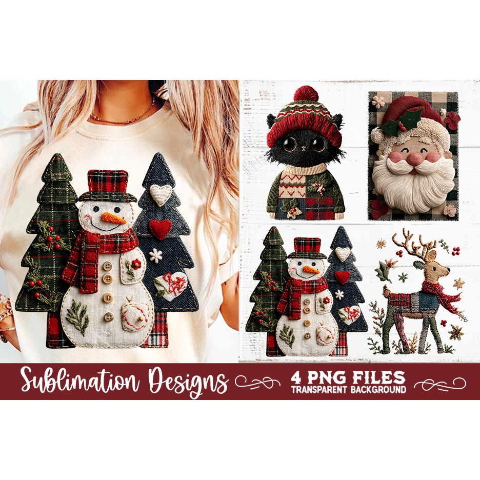 Preppy Rustic Christmas Patchwork Sublimation Designs (12) 3