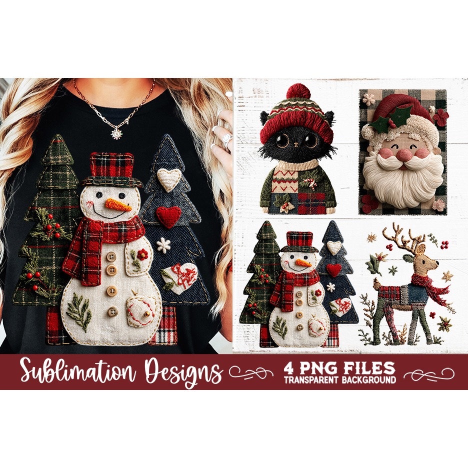 Preppy Rustic Christmas Patchwork Sublimation Designs (12) 4