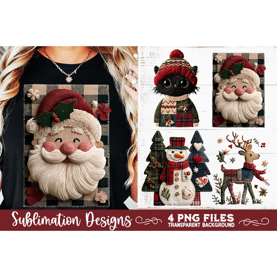 Preppy Rustic Christmas Patchwork Sublimation Designs (12) 5