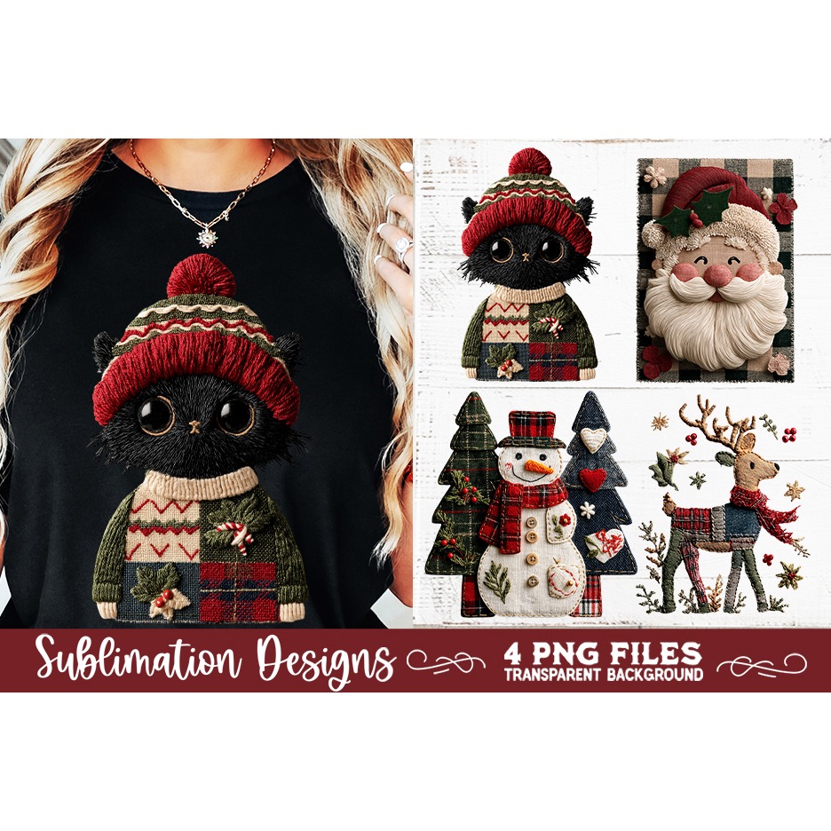 Preppy Rustic Christmas Patchwork Sublimation Designs (12) 6