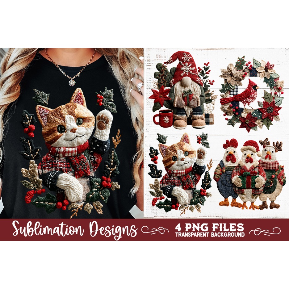 Preppy Rustic Christmas Patchwork Sublimation Designs (13)