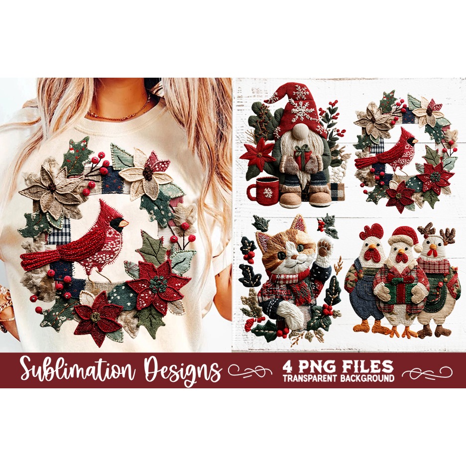 Preppy Rustic Christmas Patchwork Sublimation Designs (13) 2