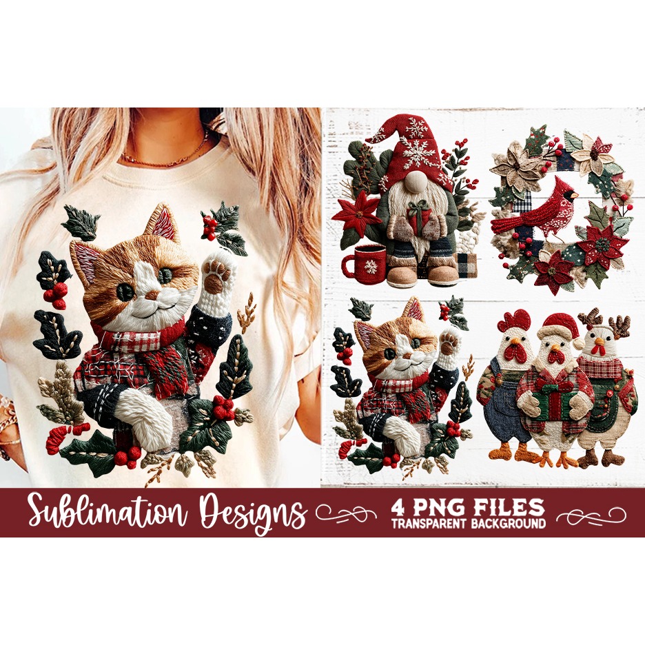 Preppy Rustic Christmas Patchwork Sublimation Designs (13) 4