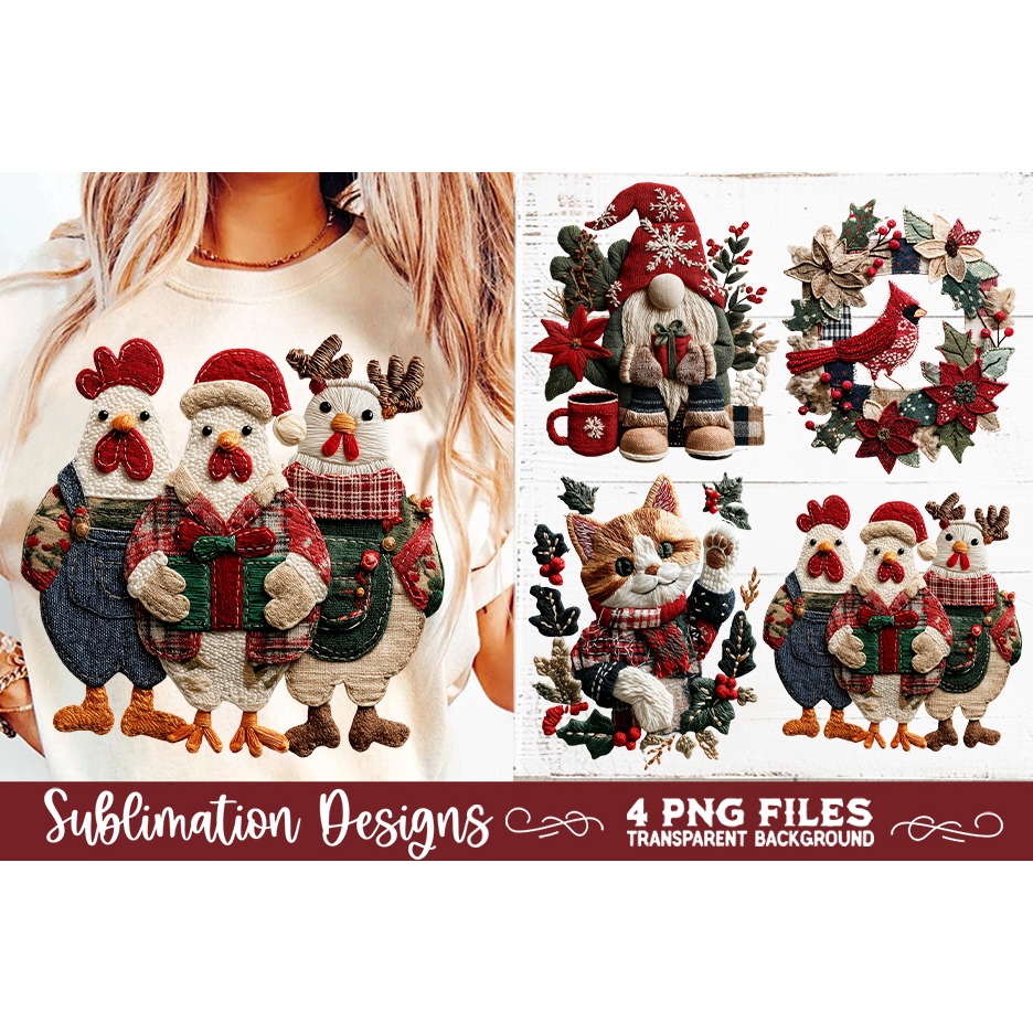 Preppy Rustic Christmas Patchwork Sublimation Designs (13) 5