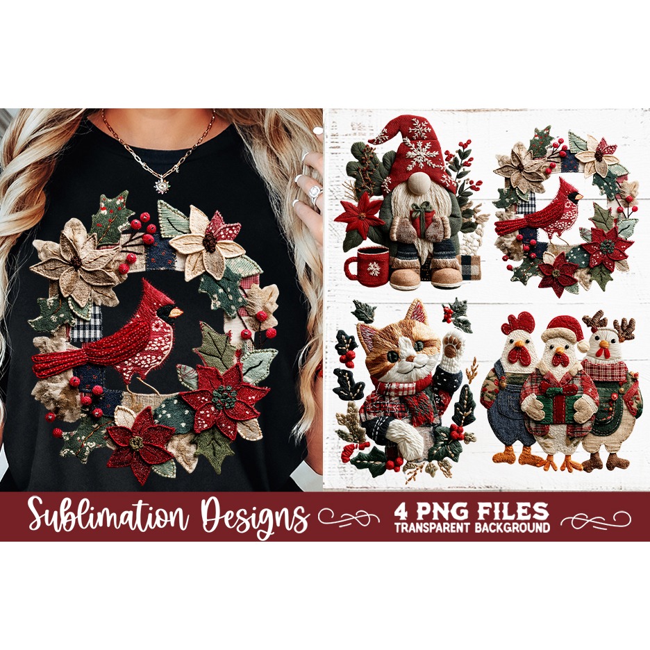 Preppy Rustic Christmas Patchwork Sublimation Designs (13) 6