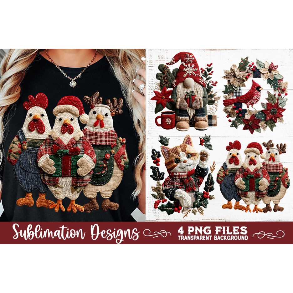 Preppy Rustic Christmas Patchwork Sublimation Designs (13) 7