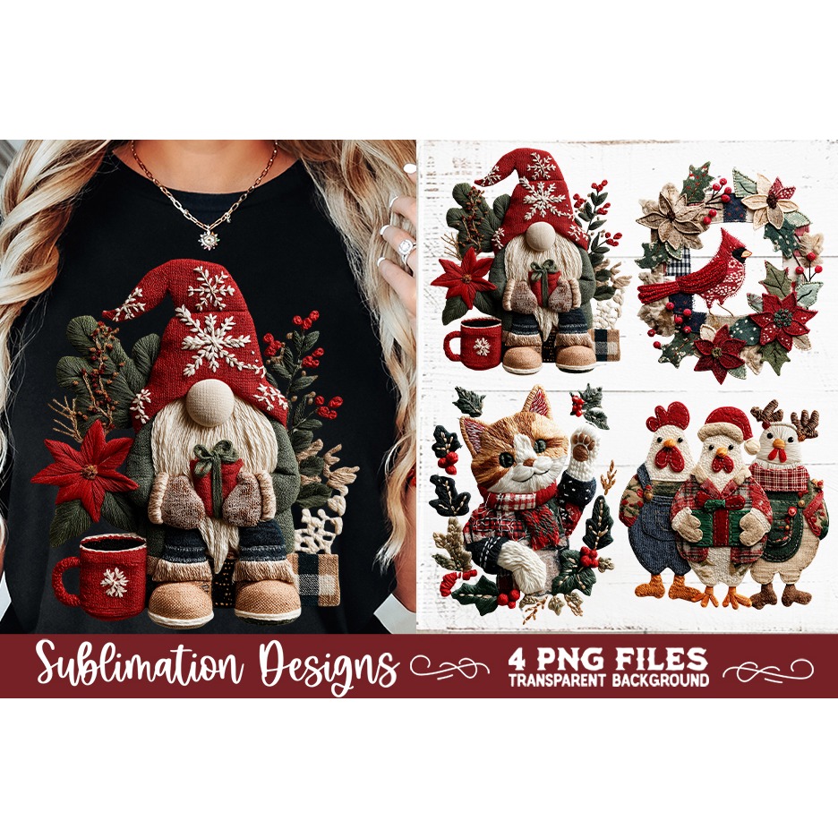 Preppy Rustic Christmas Patchwork Sublimation Designs (13) 8