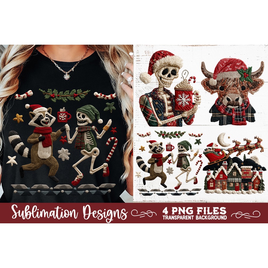 Preppy Rustic Christmas Patchwork Sublimation Designs (14)