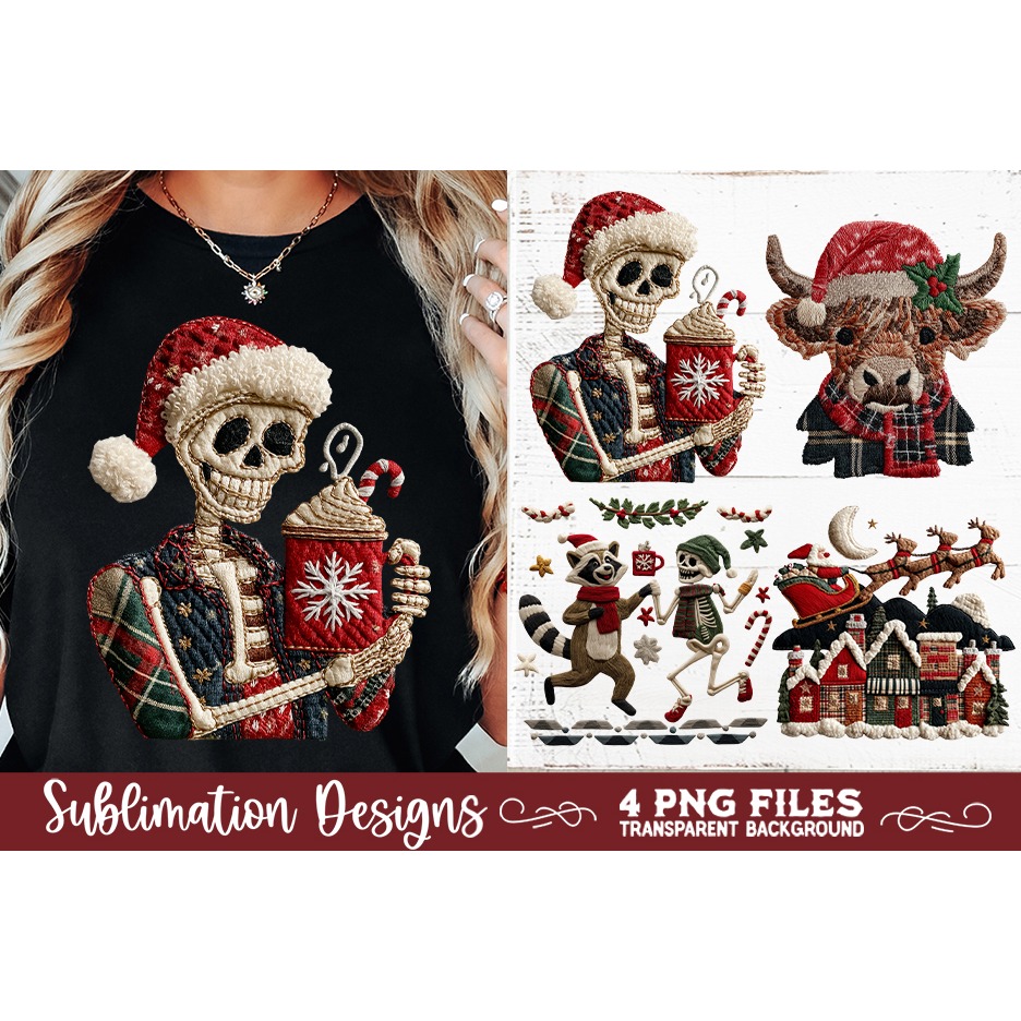 Preppy Rustic Christmas Patchwork Sublimation Designs (14) 2