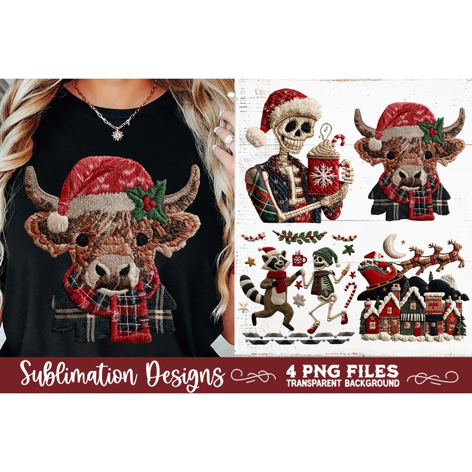 Preppy Rustic Christmas Patchwork Sublimation Designs (14) 5