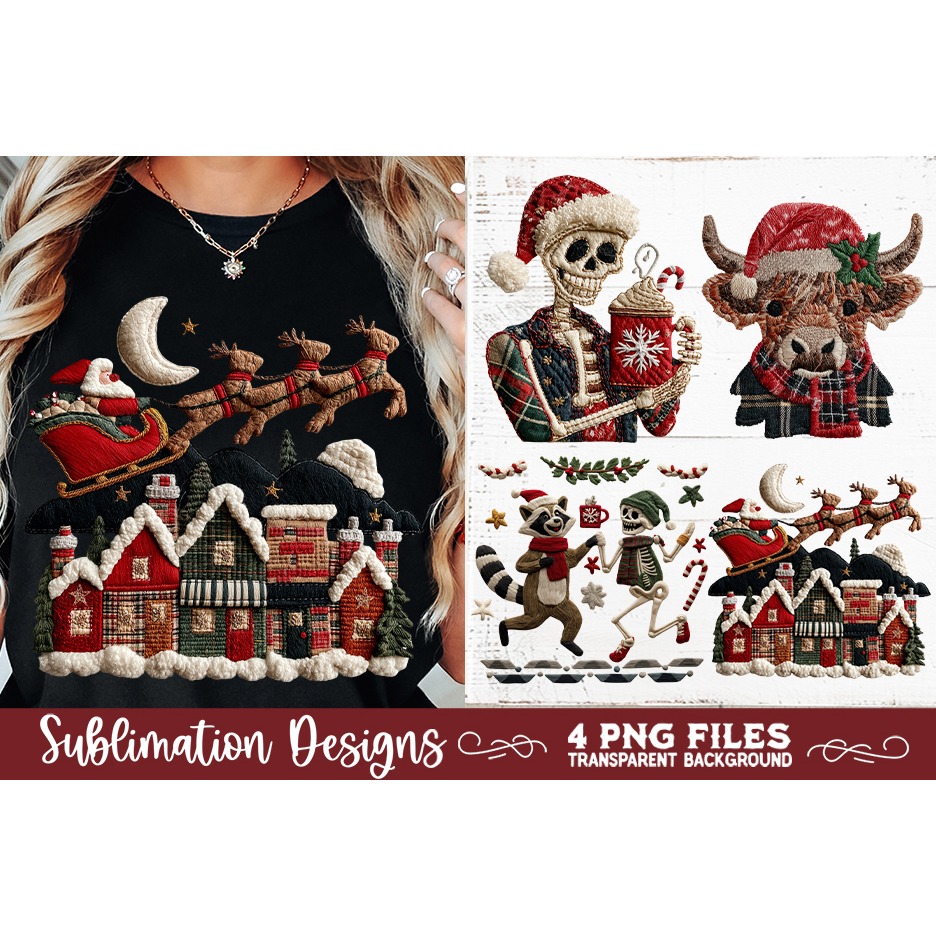 Preppy Rustic Christmas Patchwork Sublimation Designs (14) 7