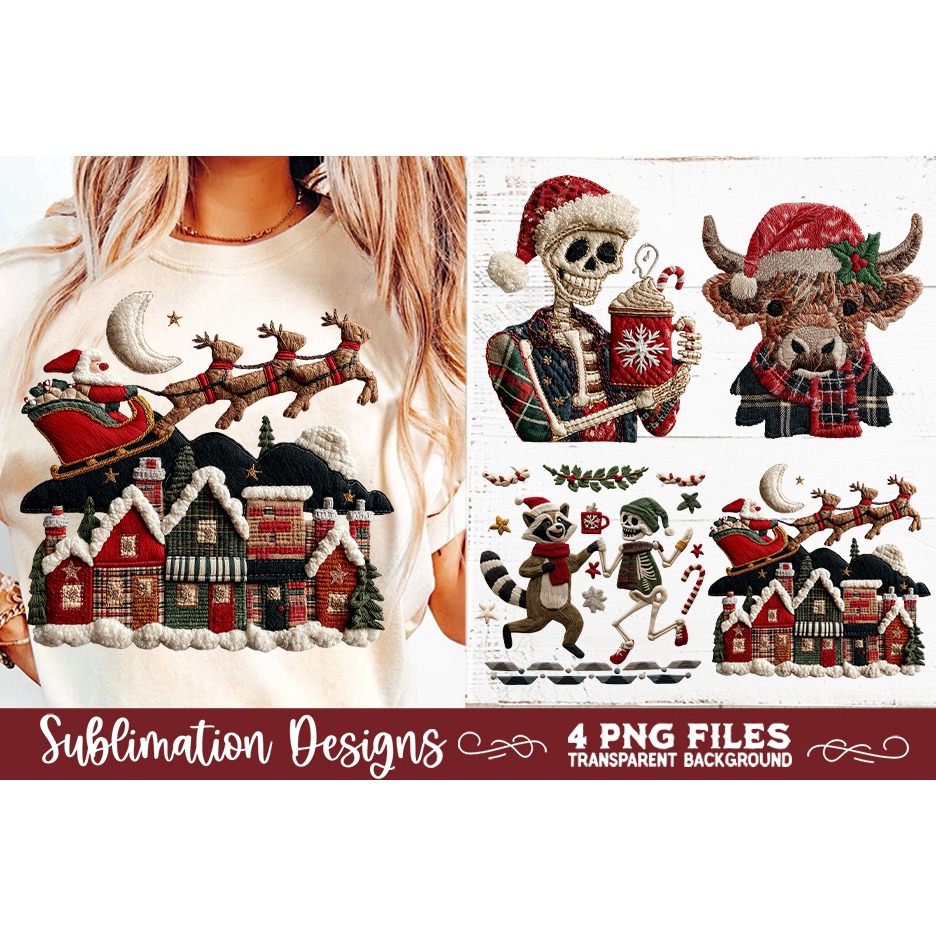 Preppy Rustic Christmas Patchwork Sublimation Designs (14) 8