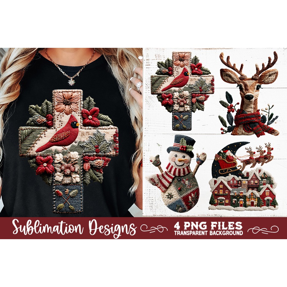 Preppy Rustic Christmas Patchwork Sublimation Designs (15)