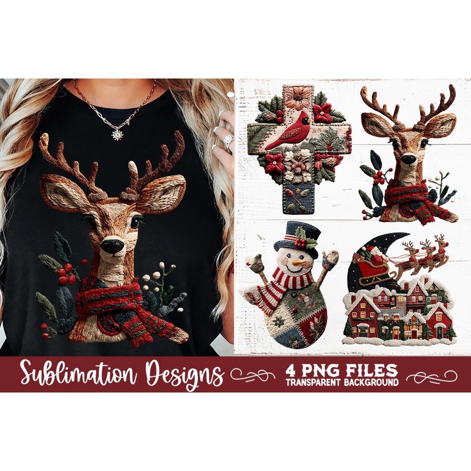 Preppy Rustic Christmas Patchwork Sublimation Designs (15) 2
