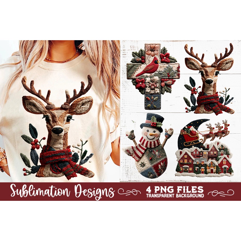 Preppy Rustic Christmas Patchwork Sublimation Designs (15) 3