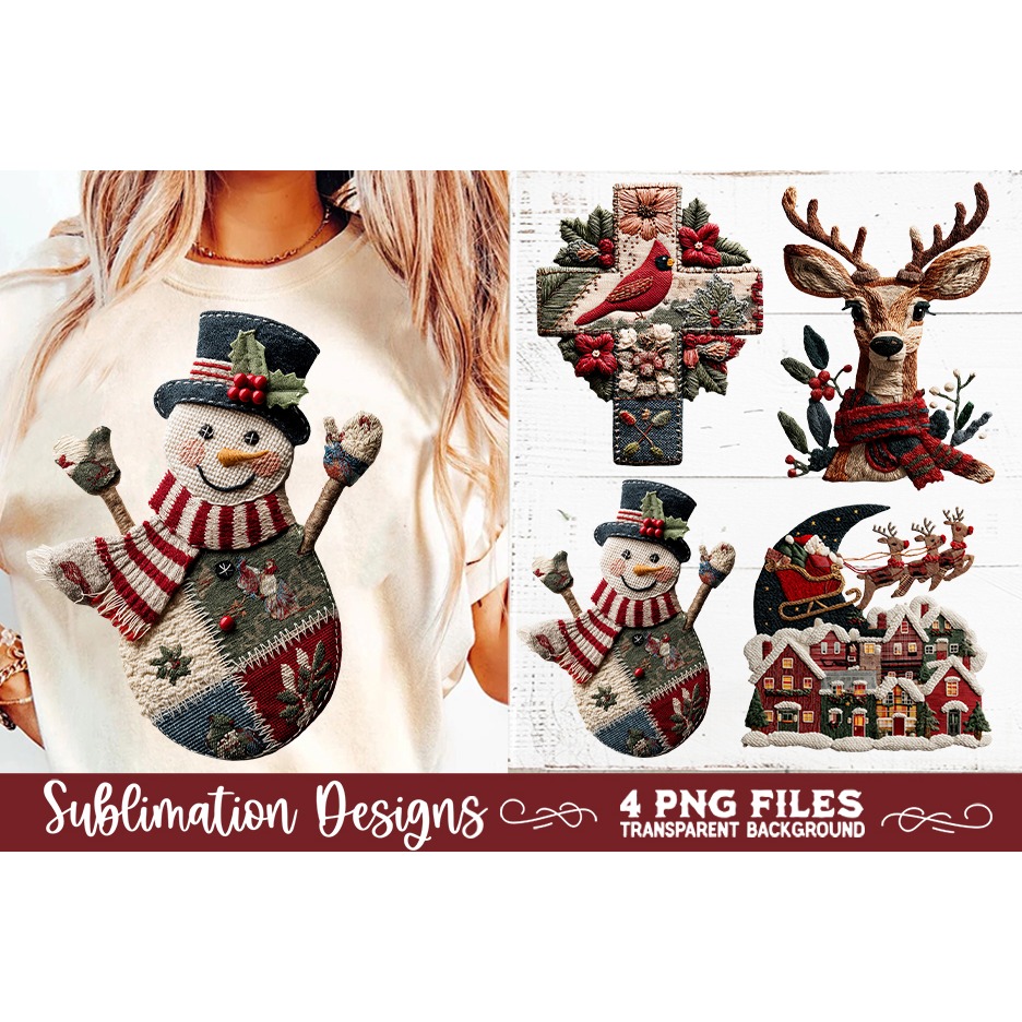 Preppy Rustic Christmas Patchwork Sublimation Designs (15) 4
