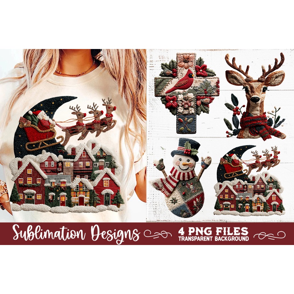 Preppy Rustic Christmas Patchwork Sublimation Designs (15) 5