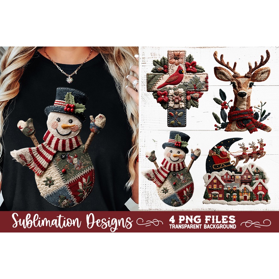 Preppy Rustic Christmas Patchwork Sublimation Designs (15) 6