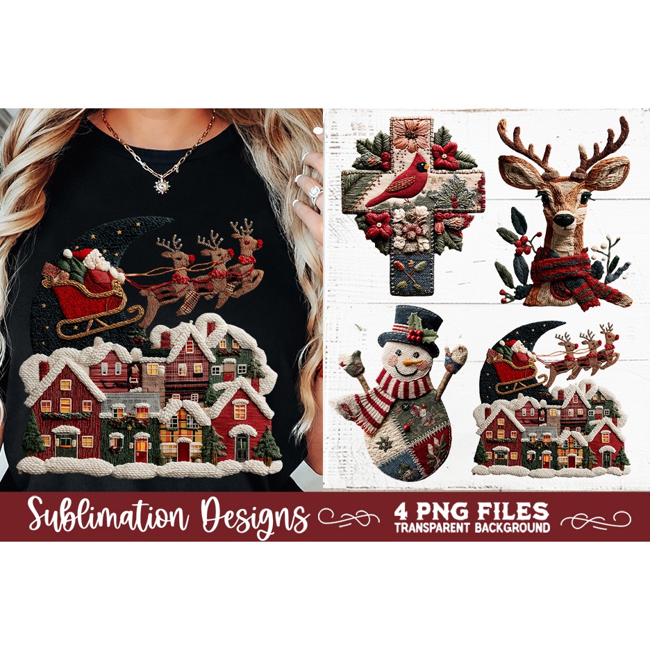 Preppy Rustic Christmas Patchwork Sublimation Designs (15) 7