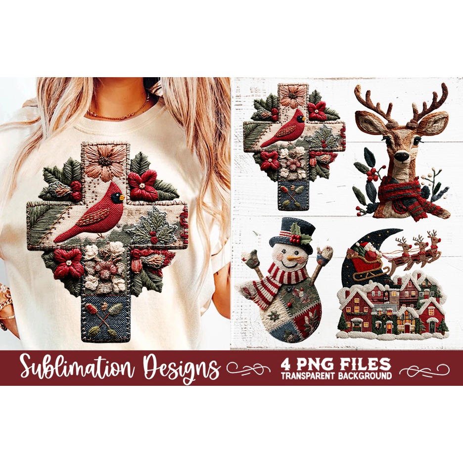Preppy Rustic Christmas Patchwork Sublimation Designs (15) 8