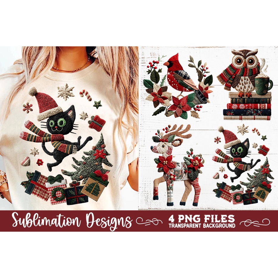 Preppy Rustic Christmas Patchwork Sublimation Designs (16)