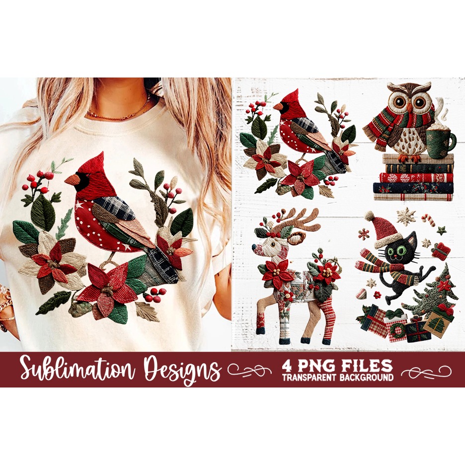 Preppy Rustic Christmas Patchwork Sublimation Designs (16) 2