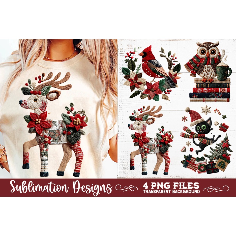 Preppy Rustic Christmas Patchwork Sublimation Designs (16) 3