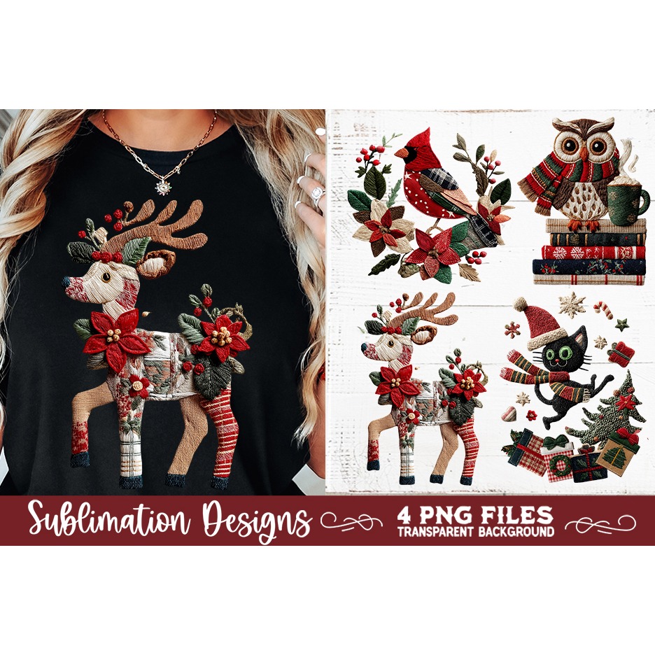Preppy Rustic Christmas Patchwork Sublimation Designs (16) 4