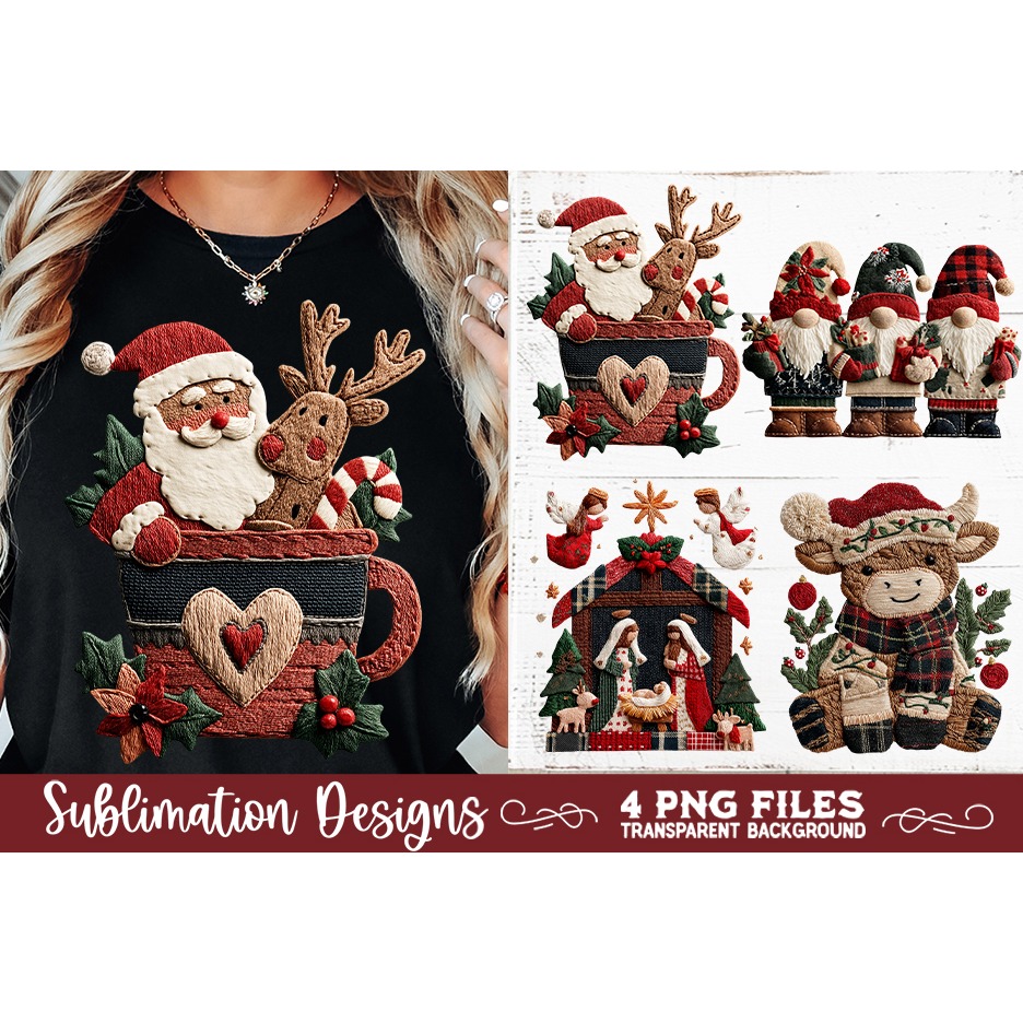 Preppy Rustic Christmas Patchwork Sublimation Designs (17)