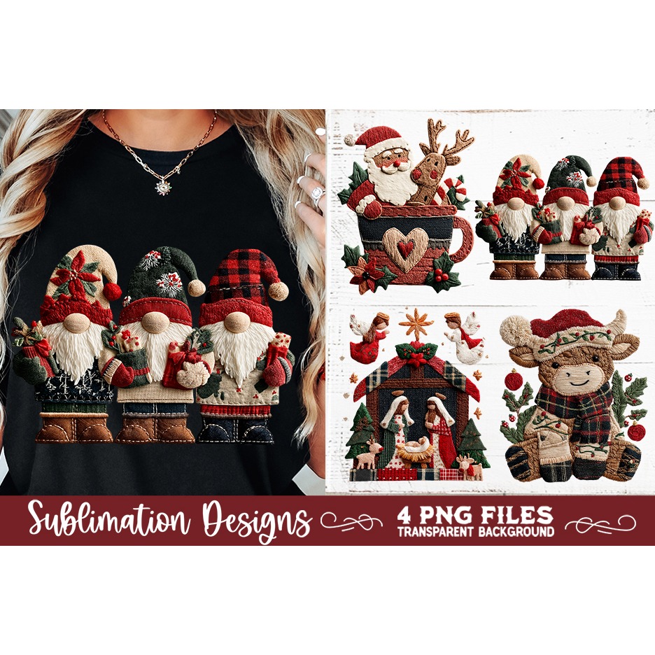Preppy Rustic Christmas Patchwork Sublimation Designs (17) 2