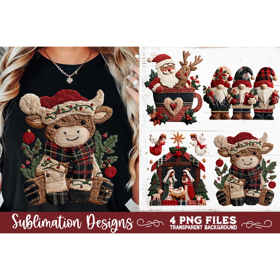Preppy Rustic Christmas Patchwork Sublimation Designs (17) 3
