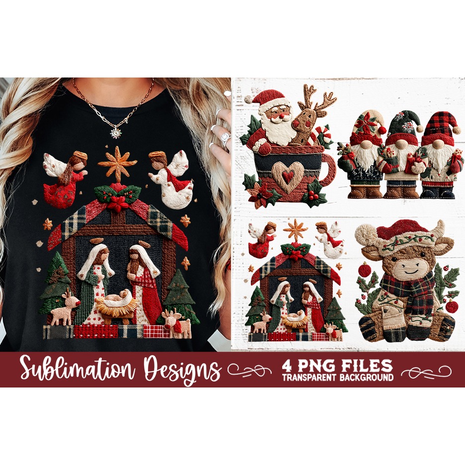 Preppy Rustic Christmas Patchwork Sublimation Designs (17) 4
