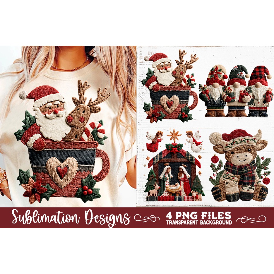 Preppy Rustic Christmas Patchwork Sublimation Designs (17) 5