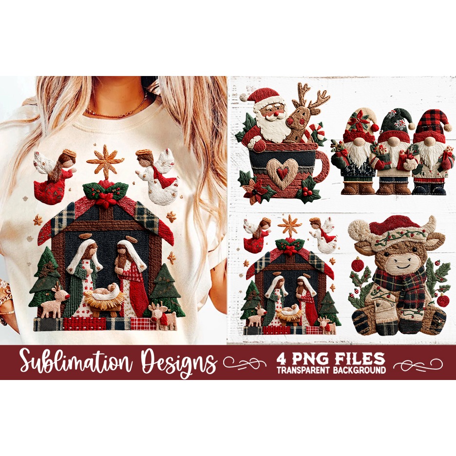 Preppy Rustic Christmas Patchwork Sublimation Designs (17) 7